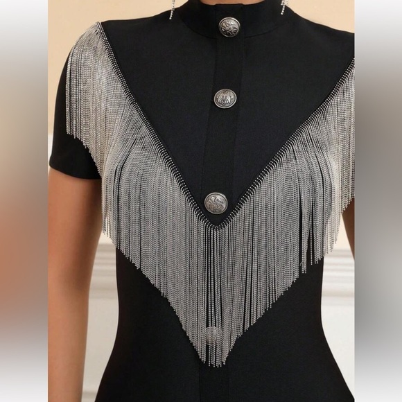 Metal short fringed bodycon dress Unbranded. Size L - Picture 5 of 16